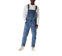 Mono para hombre, mono vaquero, peto de algodón, con tirantes, pantalones de trabajo, pantalones largos, tejido elástico, con bolsillos inclinados, pantalones vaqueros, azul, M
