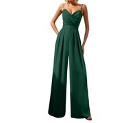 Mono para mujer, cómodo traje de una pieza, para hacer recados fáciles, vacaciones y estilo en casa, con estilo simple para usar en capas, con un aspecto casual versátil, verde oscuro, S