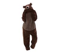 Mono para mujer con diseño de animales acogedores - Onesie para mujer, mono de panda/oso, modelo de forro polar, cálido, de una pieza, para otoño e invierno, traje de esquí festivo con capucha, mono