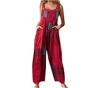 Mono para mujer, disfraz de una pieza, elegante, largo, de lino, elegante, peto, largo, ligero, pierna ancha, pantalones de verano con bolsillos, monocolor, moda, pantalones de ocio amplios, Zrot, S