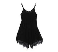 Mono para mujer, sexy, sin mangas, de chifón, de encaje, para mujer, color negro