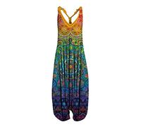 Mono para Mujer Sin Mangas De Las Mujeres Pantalones de Pierna Ancha Ocasionales para Primavera Verano Overalls for Women Boho Adjustable Strap Pantalones (A,3XL,3XL)