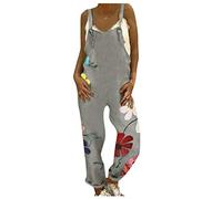 Mono para mujer, talla grande, casual, suelto, holgado, pijama holgada, para mujer (gris L)
