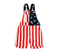 Mono para niños y niñas con estampado a rayas con pantalones de tirantes, pelele para bebé, 4 de julio, rojo, 3-6 meses