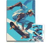 Mono patinando en patineta, Rompecabezas de 1000 Piezas para Adolescentes, Divertido Juego cognitivo de Aprendizaje, reflexivo, tamaño 38x26cm