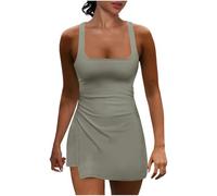 Mono Peto Corto Mujer Jumpsuit Slim fIt Vestido Pantalones Corto Moda Casual Tenis Petos Deporte Color Sólido Rompers Fiesta Camiseta sin Manga Cómodo Verano Deportivo Correr Gym Training 2025