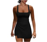 Mono Peto Corto Mujer Jumpsuit Slim fIt Vestido Pantalones Corto Moda Casual Tenis Petos Deporte Color Sólido Rompers Fiesta Camiseta sin Manga Cómodo Verano Deportivo Correr Gym Training 2025