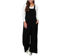 Mono Peto Maternidad Mujer Jumpsuit Moda Casual Petos Embarazo Pantalones Color Sólido Peto premamá Pierna Ancha Rompers Fiesta Camiseta sin Manga Algodón Bolsillo Cómodo Verano