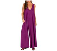 Mono Peto Mujer algodón Jumpsuit Vestido Moda Casual Petos Deporte Pantalones Largo Color Sólido Peto Pierna Ancha Rompers Fiesta Camiseta sin Manga Cómodo Verano otoño 2024