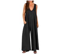 Mono Peto Mujer algodón Jumpsuit Vestido Moda Casual Petos Deporte Pantalones Largo Color Sólido Peto Pierna Ancha Rompers Fiesta Camiseta sin Manga Cómodo Verano otoño 2024