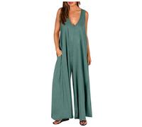 Mono Peto Mujer algodón Jumpsuit Vestido Moda Casual Petos Deporte Pantalones Largo Color Sólido Peto Pierna Ancha Rompers Fiesta Camiseta sin Manga Cómodo Verano otoño 2024