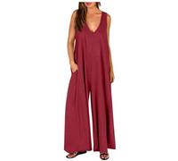 Mono Peto Mujer algodón Jumpsuit Vestido Moda Casual Petos Deporte Pantalones Largo Color Sólido Peto Pierna Ancha Rompers Fiesta Camiseta sin Manga Cómodo Verano otoño 2024