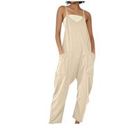 Mono Peto Mujer Jumpsuit Moda Casual Petos Ligeros Bolsillos Pantalones Largo Color Sólido Peto Rompers Suelto Fiesta Camiseta sin Manga Cómodo Verano Primavera Playa Talla Grande