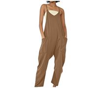 Mono Peto Mujer Jumpsuit Moda Casual Petos Ligeros Bolsillos Pantalones Largo Color Sólido Peto Rompers Suelto Fiesta Camiseta sin Manga Cómodo Verano Primavera Playa Talla Grande