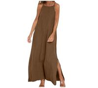 Mono Peto Mujer Jumpsuit Vestido Algodón y Lino Moda Casual Petos Suelto Pantalones Largo Color Sólido Peto Pierna Ancha Rompers Fiesta Camiseta sin Manga Bolsillos Cómodo Verano 2025
