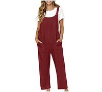 Mono Peto Mujer Lino Algodón Jumpsuit Moda Casual Petos Ligeros Fitness Pantalones Largo Color Sólido Peto Rompers Fiesta Suelto Cómodo Camiseta sin Manga Verano Primavera Talla Grande 2025