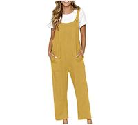 Mono Peto Mujer Lino Algodón Jumpsuit Moda Casual Petos Ligeros Fitness Pantalones Largo Color Sólido Peto Rompers Fiesta Suelto Cómodo Camiseta sin Manga Verano Primavera Talla Grande 2025