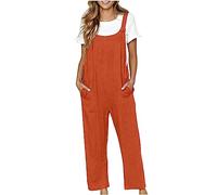 Mono Peto Mujer Lino Algodón Jumpsuit Moda Casual Petos Ligeros Fitness Pantalones Largo Color Sólido Peto Rompers Fiesta Suelto Cómodo Camiseta sin Manga Verano Primavera Talla Grande 2025