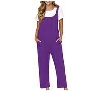 Mono Peto Mujer Lino Algodón Jumpsuit Moda Casual Petos Ligeros Fitness Pantalones Largo Color Sólido Peto Rompers Fiesta Suelto Cómodo Camiseta sin Manga Verano Primavera Talla Grande 2025