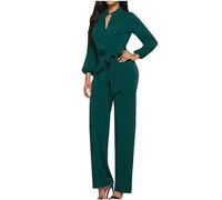 Mono Peto Mujer Trajes Jumpsuit Vestidos de Noche Vestir Elegante Petos Moda Fiesta Pantalones Largo Color Sólido Peto Pierna Ancha Rompers Camiseta Manga Larga Cómodo Verano otoño 2024