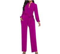 Mono Peto Mujer Trajes Jumpsuit Vestidos de Noche Vestir Elegante Petos Moda Fiesta Pantalones Largo Color Sólido Peto Pierna Ancha Rompers Camiseta Manga Larga Cómodo Verano otoño 2024