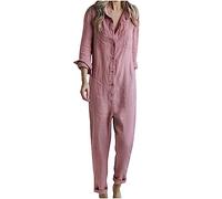 Mono Peto Mujer Vaquera Jumpsuit Moda Casual Petos Deporte Pantalones Largo Trabajo Camiseta Manga Corta Color Sólido Peto Pierna Recta Rompers Fiesta Cómodo Verano otoño Talla Grande 2024
