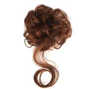 Moño Postizo 2 Piezas De Moños Despeinados Con Zarcillos, Extensiones De Moños Ondulados Y Rizados For Mujeres Hair Extensions(Ginger Brown)