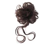 Moño Postizo 2 Piezas De Moños Despeinados Con Zarcillos, Extensiones De Moños Ondulados Y Rizados For Mujeres Hair Extensions(Chocolate Brown)