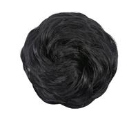 Moño Postizo Coleteros elásticos sintéticos, moños, moños falsos, extensiones de colas de caballo con clip rizado Hair Extensions(Dark black)