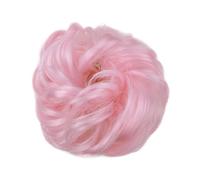 Moño Postizo Coleteros elásticos sintéticos, moños, moños falsos, extensiones de colas de caballo con clip rizado Hair Extensions(Pink)