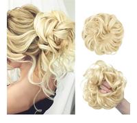 Moño Postizo Coleteros sintéticos desordenados con banda for el pelo, trenzas, postizos elásticos, cola de caballo sintética for mujer Hair Extensions(Beach Blonde)
