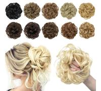 Moño Postizo Coleteros sintéticos desordenados con banda for el pelo, trenzas, postizos elásticos, cola de caballo sintética for mujer Hair Extensions(Golden Auburn)