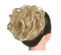 Moño Postizo Coleteros sintéticos desordenados con banda for el pelo, trenzas, postizos elásticos, cola de caballo sintética for mujer Hair Extensions(Light Ash Blonde)