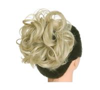 Moño Postizo Coleteros sintéticos desordenados con banda for el pelo, trenzas, postizos elásticos, cola de caballo sintética for mujer Hair Extensions(Pale Ash Blonde)