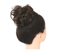 Moño Postizo Coleteros sintéticos desordenados con banda for el pelo, trenzas, postizos elásticos, cola de caballo sintética for mujer Hair Extensions(Dark brown)