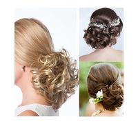 Moño Postizo de Pelo Messy Bun Hair Piece, Cordón elástico Wave Curly Scrunchies Extensión de cola de caballo con peine, Extensiones de cabello sintético rizado Bun Chignon Cabello Extensiones (Color