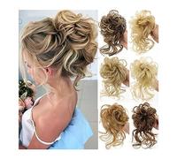 Moño Postizo de Pelo Messy Bun Hair Piece, Despeinado Updo con zarcillos Extensiones de moño for el cabello Elástico ondulado Cabello rizado Cola de caballo Postizos for el cabello Scrunchies for muje