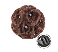 Moño Postizo de Pelo Moño de pelo sintético elegante moño trenzado Clip en moño for mujer pelo Updo pieza de pelo con diamantes de imitación for fiesta de boda Cabello Extensiones (Color : Light brow