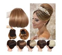 Moño Postizo de Pelo Moño de pelo sintético Moño recto Cola de caballo con cordón, Extensiones de moño de pelo recto Clip de cola de caballo corto de 6 pulgadas en Postizo de cola de caballo sintético