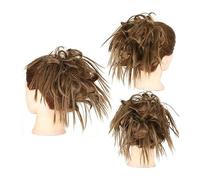 Moño Postizo de Pelo Tousled Updo Messy Bun Hair Piece Straight Curly Mix Extensiones de cola de caballo Fake Synthetic Elastic Band Scrunchies Hairpiece for mujeres niñas Cabello Extensiones (Color