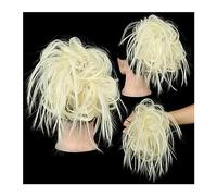 Moño Postizo de Pelo Tousled Updo Messy Bun Hair Piece Straight Curly Mix Extensiones de cola de caballo Fake Synthetic Elastic Band Scrunchies Hairpiece for mujeres niñas Cabello Extensiones (Color