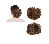 Moño Postizo Extensión de cabello sintético con peine grande y clip for rizos, moño for mujer Hair Extensions(Light brown)