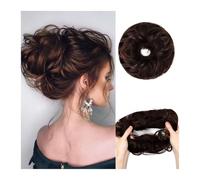 Moño Postizo Extensiones de moño desordenado de cabello humano con banda elástica, moño desordenado 100% de cabello humano for mujer Hair Extensions(Medium Brown)