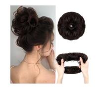 Moño Postizo Extensiones de moño desordenado de cabello humano con banda elástica, moño desordenado 100% de cabello humano for mujer Hair Extensions(Dark Brown)