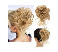 Moño Postizo Extensiones de moño desordenado, extensiones de moño rizado con colas rectas, coleteros sintéticos, coletas for mujer Hair Extensions(Light Blonde)
