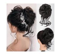 Moño Postizo Extensiones de moño desordenado, extensiones de moño rizado con colas rectas, coleteros sintéticos, coletas for mujer Hair Extensions(Light black)