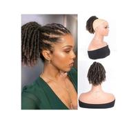 Moño Postizo Moño de pelo sintético afro de 8 pulgadas con cordón for cola de caballo, extensiones de cabello for mujeres negras Hair Extensions(Brown+blonde hair)