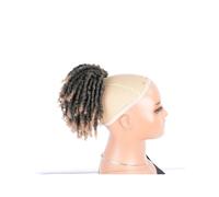 Moño Postizo Moño de pelo sintético afro de 8 pulgadas con cordón for cola de caballo, extensiones de cabello for mujeres negras Hair Extensions(Black+blonde)