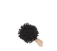 Moño Postizo Moño de pelo sintético, moño afro, moño alto con cordón, cola de caballo, moño de pétalos, extensiones de cabello sintético Hair Extensions(Black Brown)