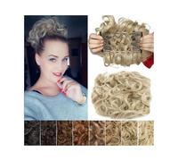 Moño Postizo Peines sintéticos Moño desordenado Postizo Ondulado Rizado Moño de pelo Plato Extensión Moño Rizado Grueso Coleteros con Clip Extensión de Cola de Caballo for Mujeres Hair Extensions(Ash